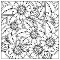 ornement décoratif de fleur de mehndi dans le style oriental ethnique, ornement de griffonnage, dessin de main de contour. page de livre de coloriage. vecteur