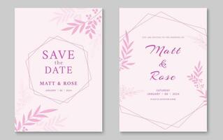 élégant mariage invitation carte modèle. mariage invitation couverture conception avec or feuille ligne art. vecteur illustration