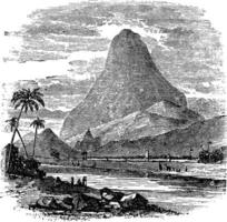 comorine de pointe dans Kanyakumari, Tamil Nadu, Inde, ancien gravure vecteur