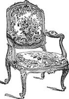 Louis-cinq chaise, ancien gravure. vecteur