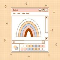 utilisateur interface y2k autocollant. rétro carte navigateur peindre fenêtre, boutons, arc-en-ciel. nostalgie PC éléments et en fonctionnement système. délicat pastels vecteur illustration.