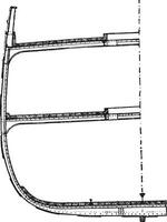 section de un le fer bateau, ancien gravure. vecteur