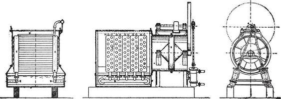condenseur humide air, ancien gravure. vecteur
