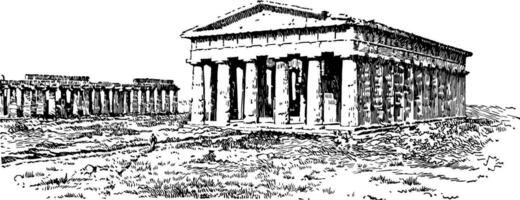 temple de Neptune, ancien illustration. vecteur