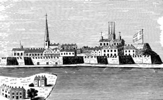 veiw de montréal dans 1760 ancien illustration vecteur