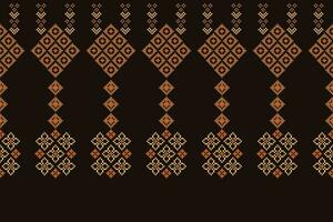 ethnique géométrique en tissu modèle traverser point.ikat broderie ethnique Oriental pixel modèle marron Contexte. abstrait, vecteur, illustration. texture, vêtements, écharpe, décoration, tapis, soie fond d'écran. vecteur