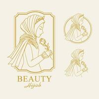 modèle de logo vectoriel femmes hijab beauté
