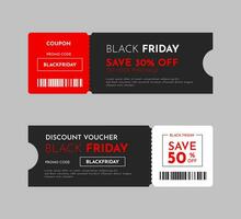 noir Vendredi cadeau coupon modèle. noir Vendredi remise coupon. cadeau carte, vacances promotion billet conception. vecteur illustration