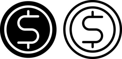 pièce de monnaie icône, argent dollar signe symbole, glyphe et ligne style. vecteur illustration