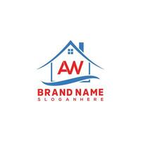 lettre aw réel biens logo conception. maison, propriété et construction logo vecteur