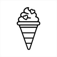 vecteur linéaire icône de doux servir la glace crème avec arrose. cœur forme. logo pour une nourriture entreprise, café. la Saint-Valentin journée. délicieux dessert.