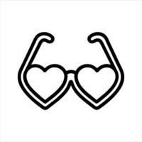 cœur en forme de des lunettes icône, ligne et glyphe version, contour et rempli vecteur signe. linéaire et plein pictogramme. symbole, logo illustration.