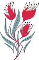 élégant floral arrangement avec rouge fleurs dans chinois style. dessin animé illustration de fleur vecteur