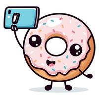 mignonne Donut, mignonne Donut vecteur prise une selfie