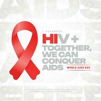 monde sida journée 1er décembre social médias Publier bannière avec rouge ruban social médias Publier vecteur