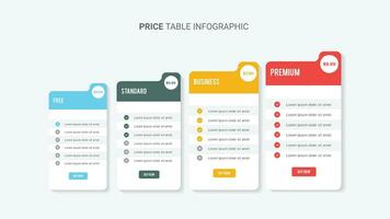 abonnement des plans prix Comparaison table infographie conception modèle vecteur