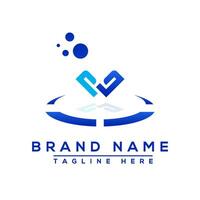 lettre pw bleu logo professionnel pour tout sortes de affaires vecteur