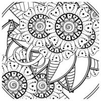ornement décoratif de fleur de mehndi dans le style oriental ethnique, ornement de griffonnage, dessin de main de contour. page de livre de coloriage. vecteur