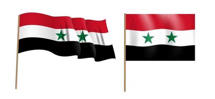 drapeau de la république arabe syrienne ondulant naturaliste coloré. vecteur