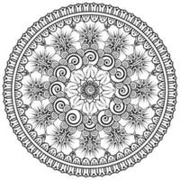 motif circulaire en forme de mandala avec fleur pour henné, mehndi, tatouage, décoration. vecteur