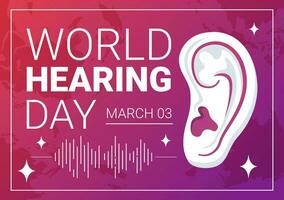 monde audition journée vecteur illustration sur 3 Mars à élever conscience sur Comment à prévenir surdité et oreille traitement dans plat soins de santé Contexte