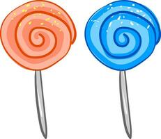 deux Orange et de couleur bleue dessin animé sucettescandy vecteur ou Couleur illustration