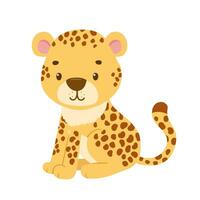 mignonne séance guépard. dessin animé illustration pour enfants. safari animal vecteur