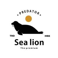 ancien rétro branché mer Lion logo vecteur contour silhouette art icône