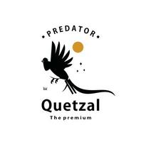 ancien rétro branché quetzal logo vecteur contour silhouette art icône