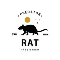 ancien rétro branché rat logo vecteur contour silhouette art icône