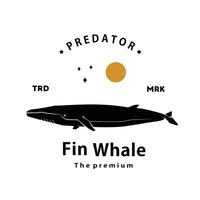 ancien rétro branché ailette baleine logo vecteur contour silhouette art icône