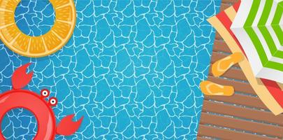 modèle d'affiche de fond d'été avec piscine et bouée de sauvetage. illustration vectorielle vecteur