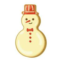 Noël biscuit. bonhomme de neige. mignonne dessin animé style. vecteur