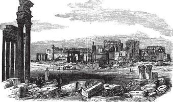le ruines de palmyre dans Syrie ancien gravure vecteur
