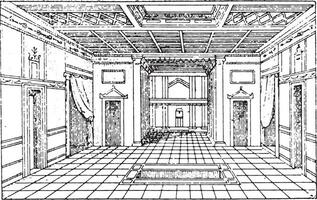 atrium de le maison de Salluste, ancien gravure. vecteur