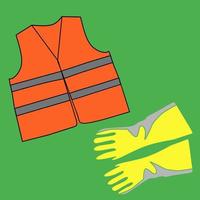 une illustration d'une image vectorielle de gilet de sécurité et de gants pour faire la publicité de l'importance de la sécurité vecteur