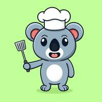 mignonne koala dessin animé, devenir une chef. vecteur