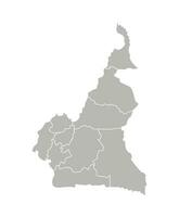 vecteur isolé illustration de simplifié administratif carte de Cameroun. les frontières de le Régions. gris silhouettes. blanc contour