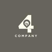 entreprise logo conception élément vecteur avec nombre 4 épingle nourriture moderne concept