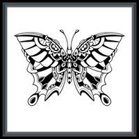 papillon tribal tatouage mandala arts. vecteur