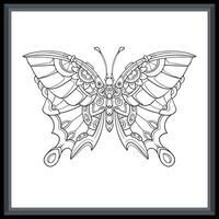 papillon mandala arts. isolé sur blanc Contexte vecteur