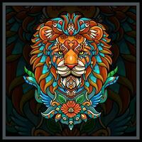 coloré Lion tête mandala arts. vecteur