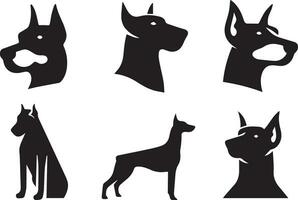 silhouette solide vecteur icône ensemble de chien, races, canin, cabot, chien, chiot, cabot, animal de compagnie, chienchien