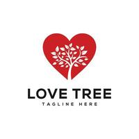 l'amour arbre la nature logo conception avec cœur signe vecteur icône