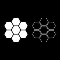 hexagonal La technologie concept hexagone six articles abeille Sota géométrie six dégrossi polygone ensemble icône blanc Couleur vecteur illustration image solide remplir contour contour ligne mince plat style