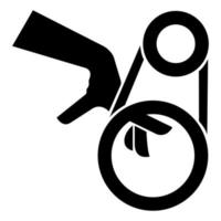 signe de symbole d'entraînement de courroie d'enchevêtrement de main, illustration vectorielle, isoler sur l'étiquette de fond blanc .eps10 vecteur