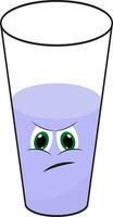 emoji de une triste l'eau tassedessin animé verre tasse, vecteur ou Couleur illustration