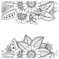 ornement décoratif de fleur de mehndi dans le style oriental ethnique, ornement de griffonnage, dessin de main de contour. page de livre de coloriage. vecteur