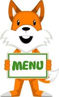 fox sur le menu, illustration, vecteur sur fond blanc.