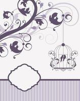 violet tourbillonnant invitation carte avec cage vecteur